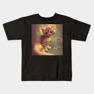 Cute Kitten Beautiful Eyes | White, brown and red cat with green eyes | Digital art Sticker Kids T-Shirt